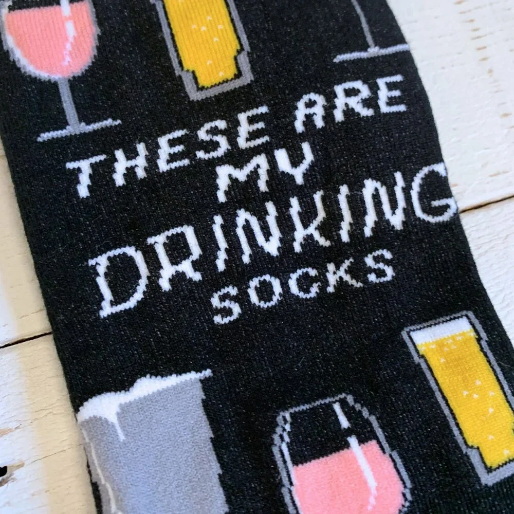 These Are My Drinking Socks | Unisex Beer and Cocktails Socks in Black